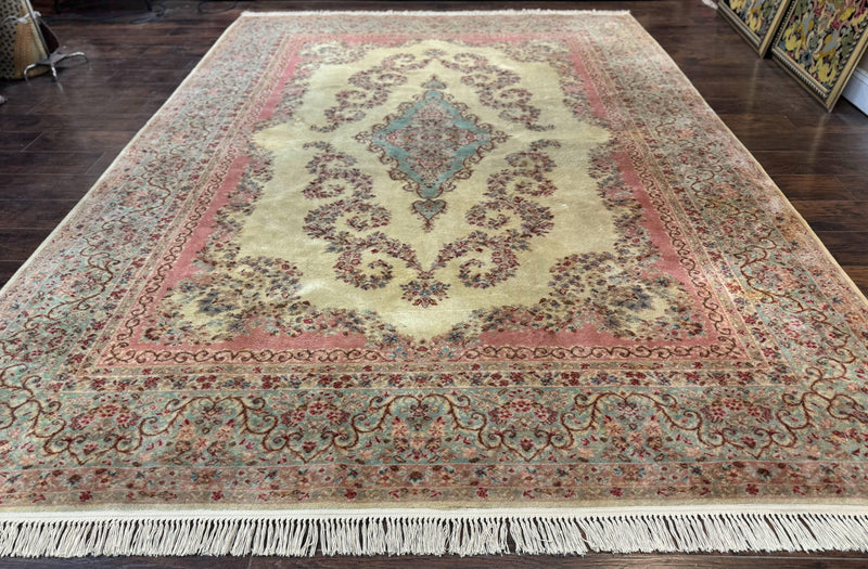 Karastan Rug 8.8 x 12, Pastel Ivory Kirman Rug #784, Wool Karastan Carpet, Original 700 Series, Vintage Karastan Area Rug, Discontinued by Jewel Rugs