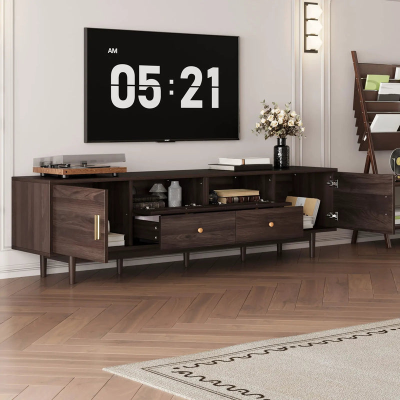 TV Stand With Drawers, Accent Entertainment Center For Living Room - Dark Brown by Unique Piece Furniture
