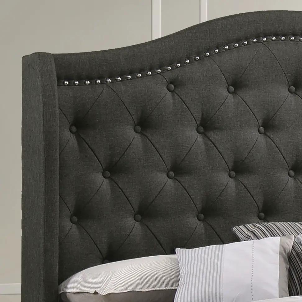 Sonoma Upholstered Full Wingback Bed Grey by Unique Piece Furniture