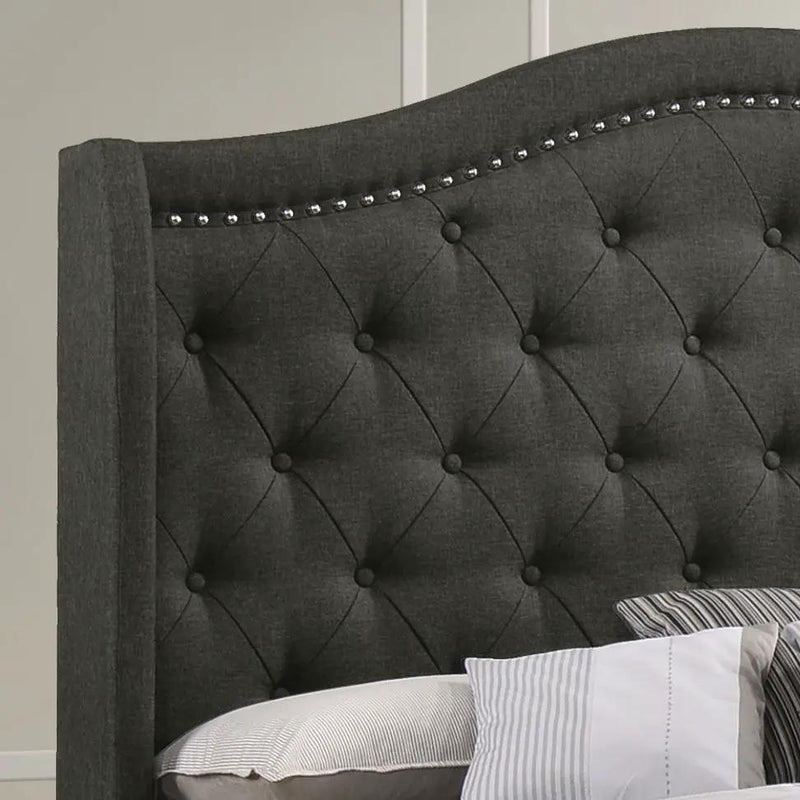 Sonoma Upholstered Full Wingback Bed Grey by Unique Piece Furniture