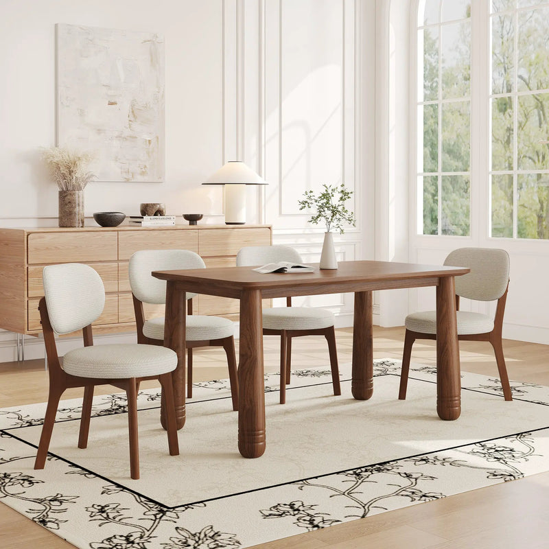 63" Solid Wood Dining Table Set with 4 Upholstered Chairs by HouseOfZazla