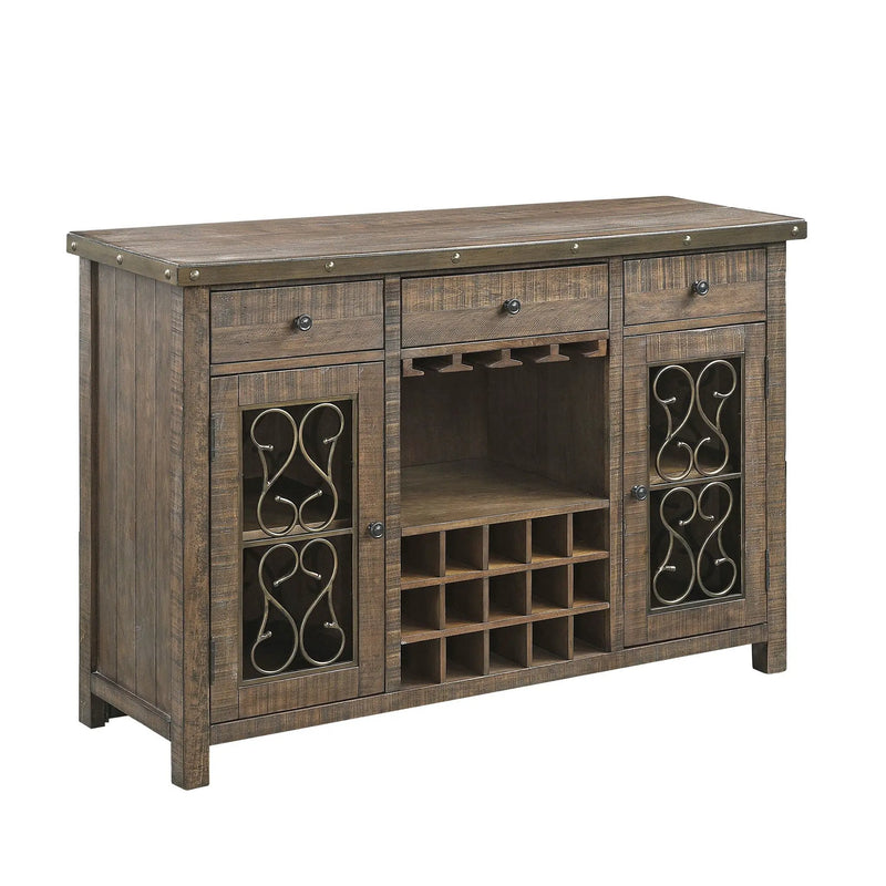 Raphaela Server With Cup Holder & Wine Rack - Cherry by HouseOfZazla