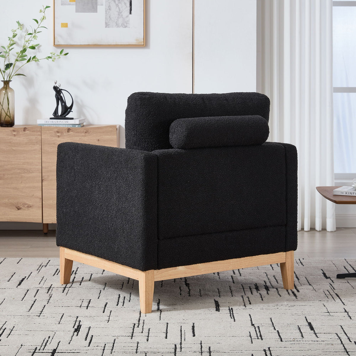Wide Modern Performance Accent Chair With Natural Legs, photo 4 of 13