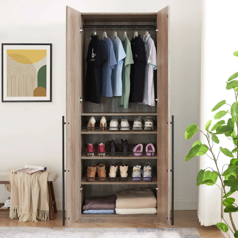 Lee - Free Standing Wardrobe Closet With Adjustable Shoe Shelves by HouseOfZazla