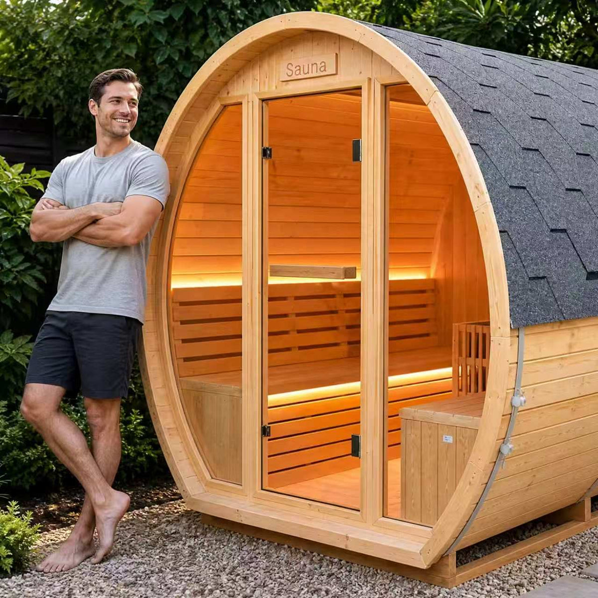 9000W 240V Finnish Carbonized Spruce Outdoor Sauna Room, photo 3 of 10