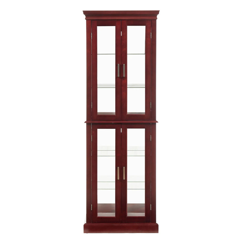 Curio Cabinet Lighted Curio Diapaly Cabinet With Adjustable Shelves And Mirrored Back Panel, Tempered Glass Doors (6 Tier), (E26 Light Bulb Not Included) by Unique Piece Furniture