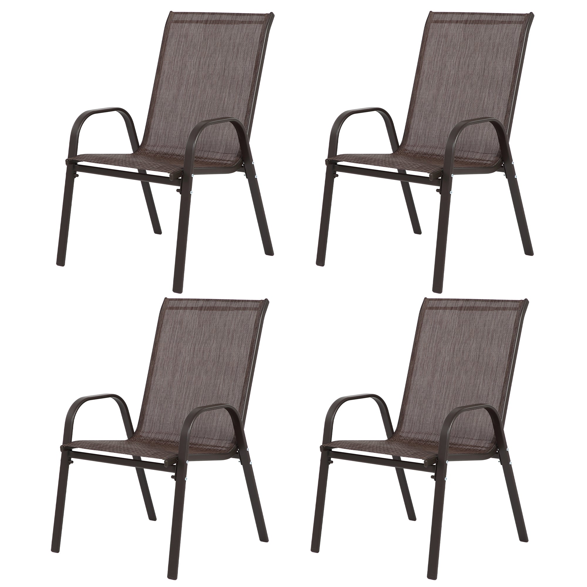 4 Piece Patio Chairs Set with Breathable Textilene Fabric (Brown) by HouseOfZazla