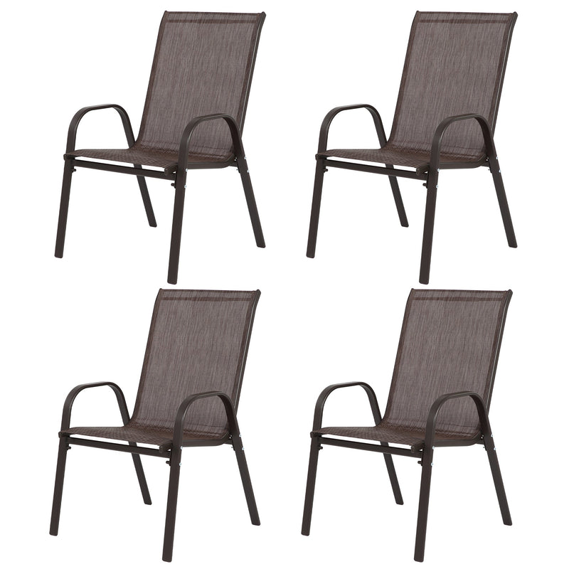 8 Piece Patio Chairs with Breathable Textilene Fabric - Brown by HouseOfZazla