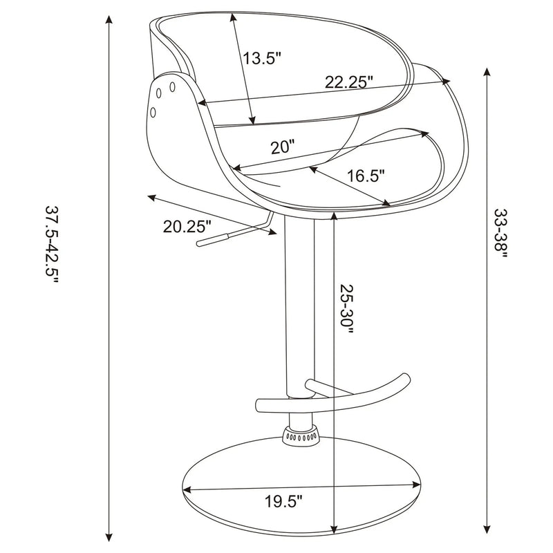 Ergonomic Adjustable Bar Stool - Ivory by HouseOfZazla