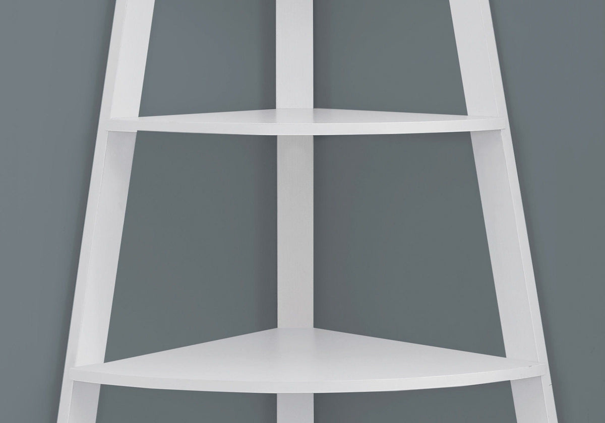 4-Tier Corner Bookshelf with 4 Fixed Shelves - White or Light Brown, photo 3 of 8