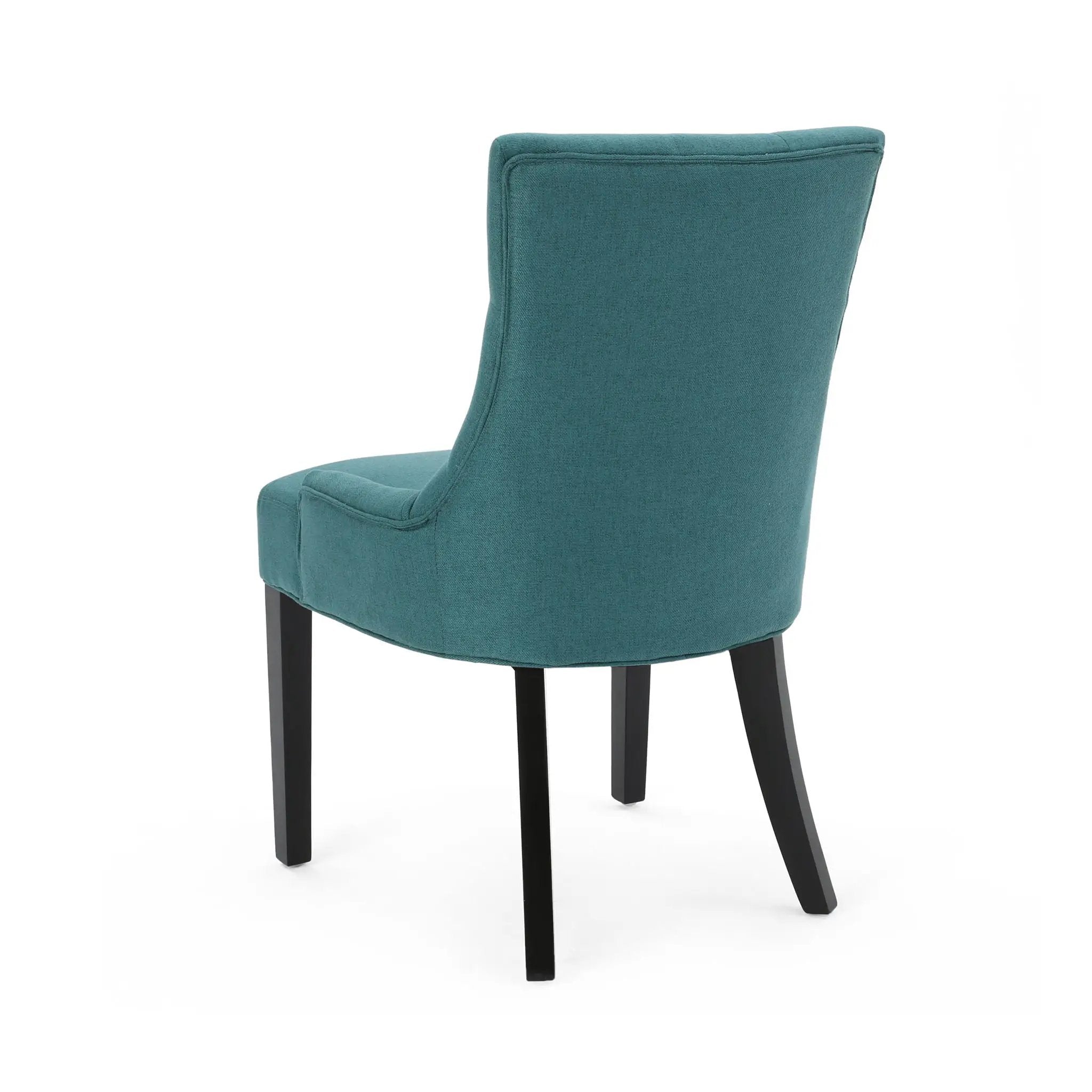 Dining Chair Set of 2 With Upholstered Diamond Tufting And Espresso Birch Legs - Teal by HouseOfZazla