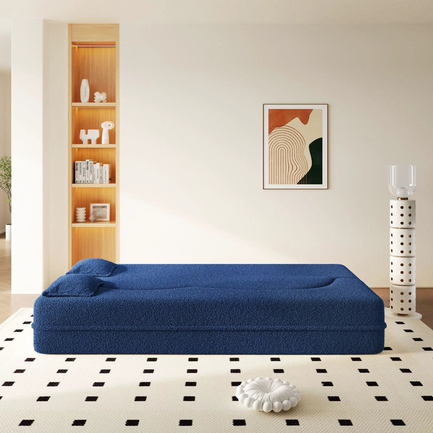 Modern Floor Sleeper Sofa Bed With 2 Pillows, Convertible Twin Size Folding Mattress For Living Room by HouseOfZazla