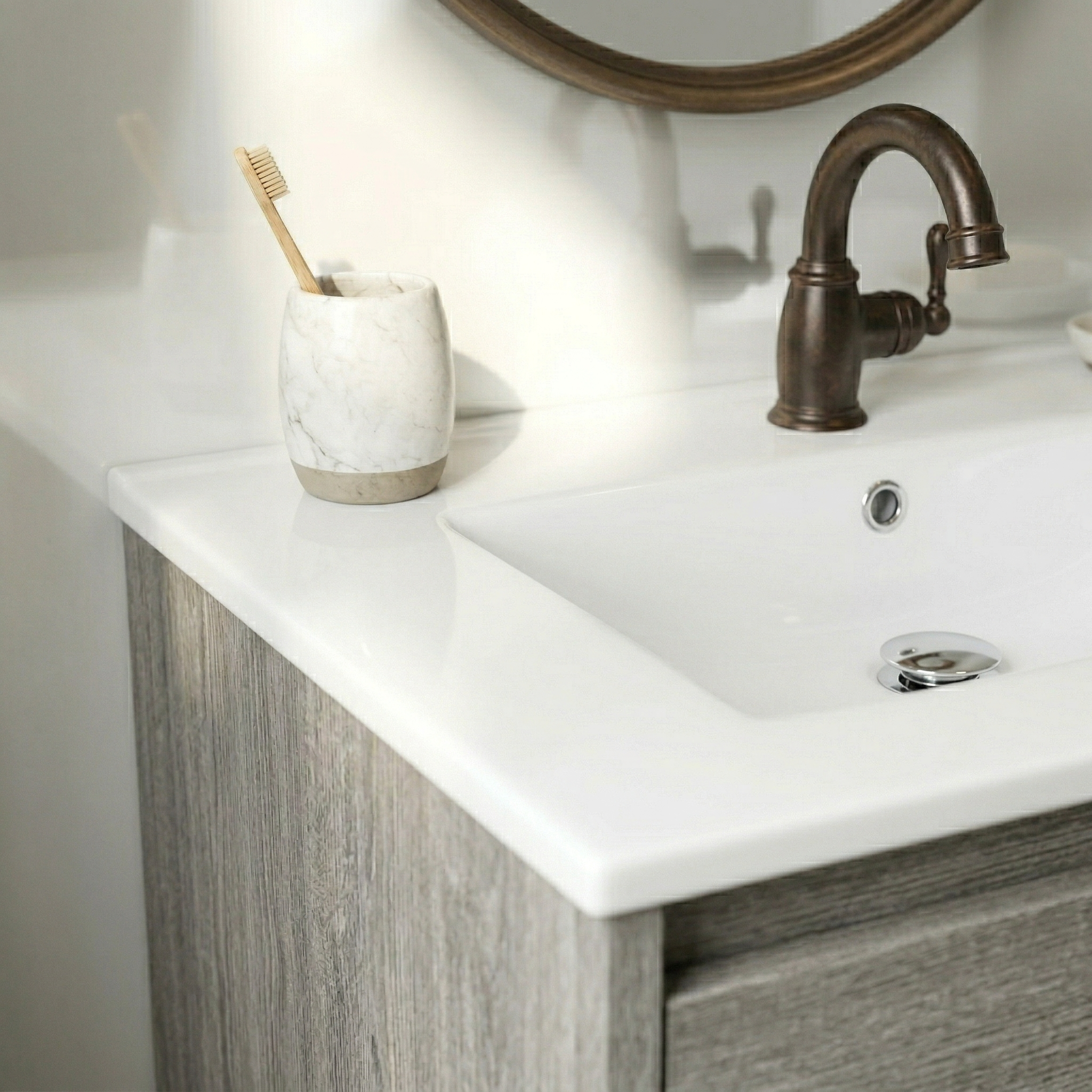 24"W x 18.5"D Drop-In Bathroom Ceramic Vessel Sink with Single Hole by HouseOfZazla