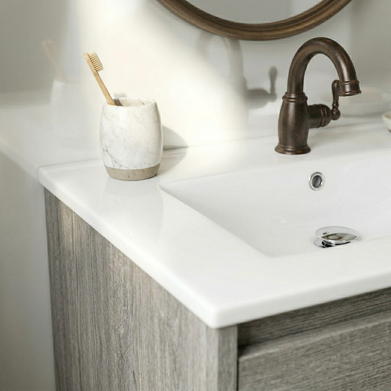 24"W x 18.5"D Drop-In Bathroom Ceramic Vessel Sink with Single Hole by HouseOfZazla