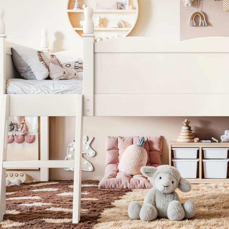 Full Size Low Loft Bed with Full-Length Guardrails by HouseOfZazla