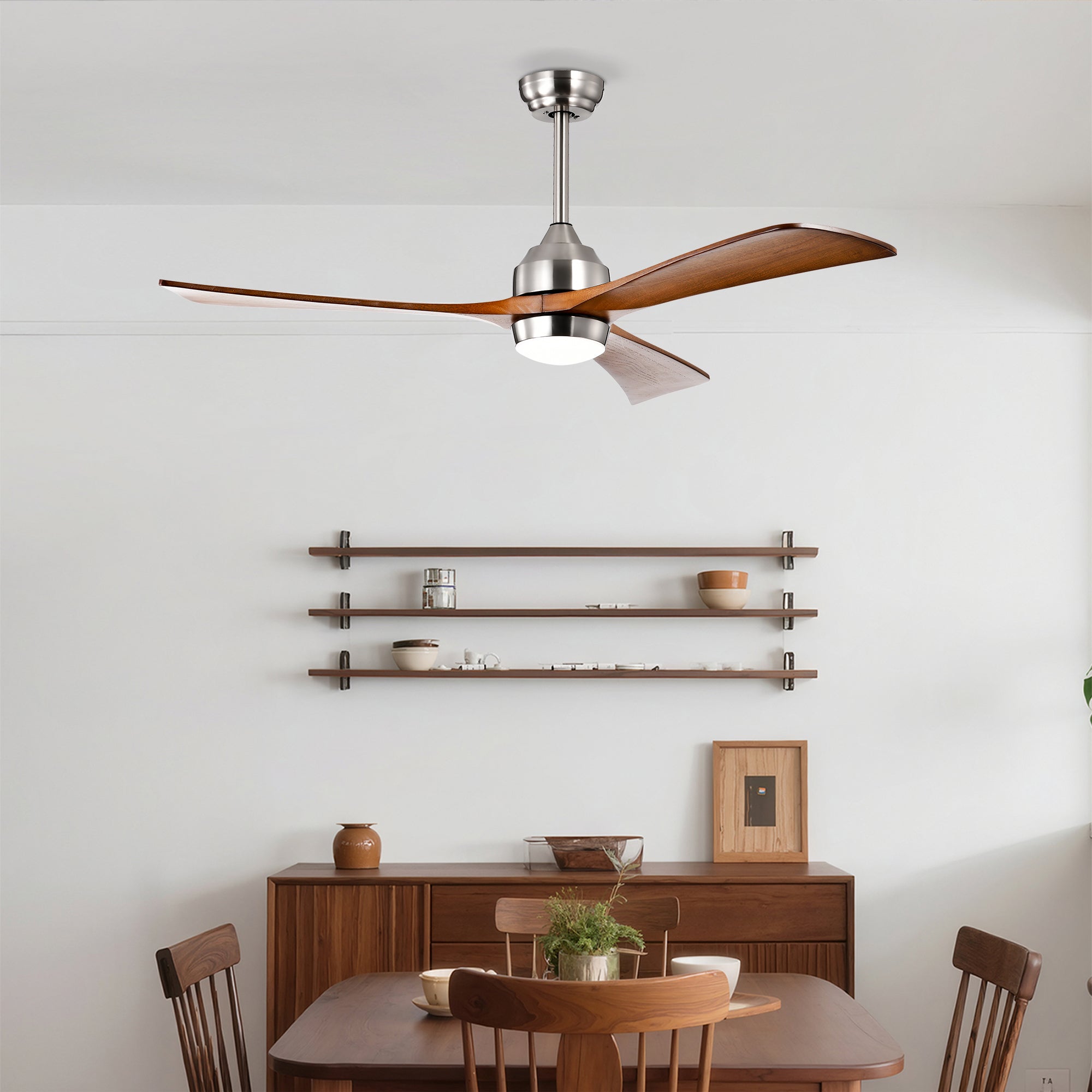 52" Solid Wood Blades Ceiling Fan with Lights and Remote Control by HouseOfZazla