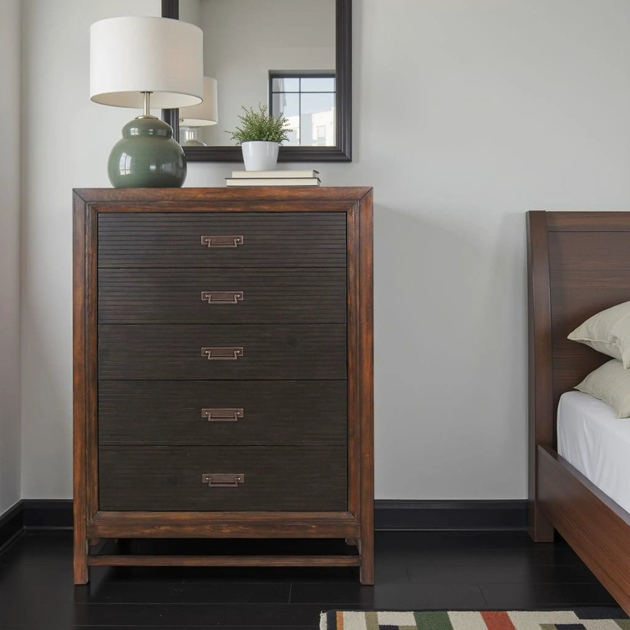 5 Drawer Chest, 2 Tone - Brown by HouseOfZazla