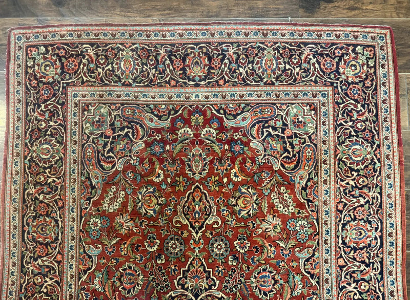 Persian Kashan Rug 4x7, Red, Floral Medallion, Vintage, Wool by Jewel Rugs