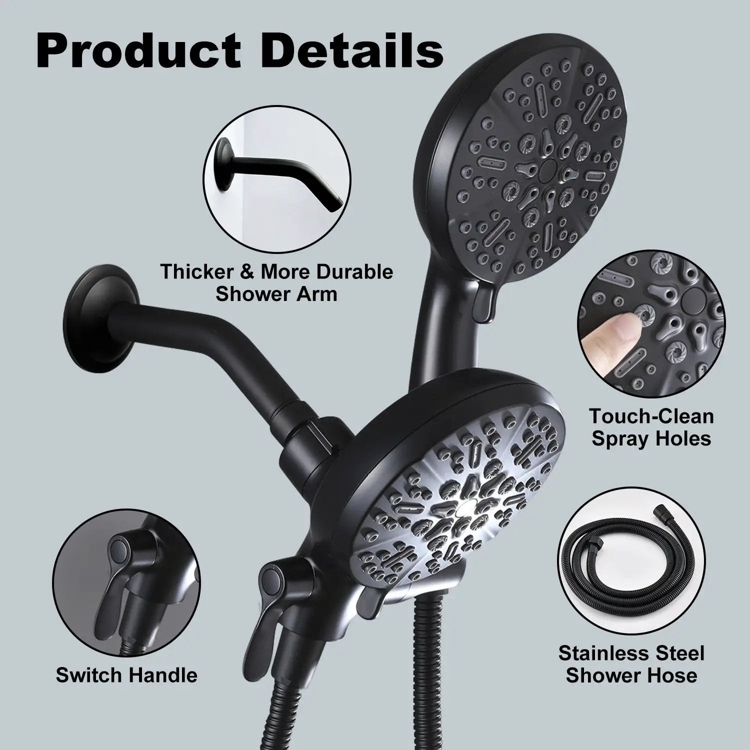 High Pressure 3-Way Rainfall Combo Showerhead by HouseOfZazla