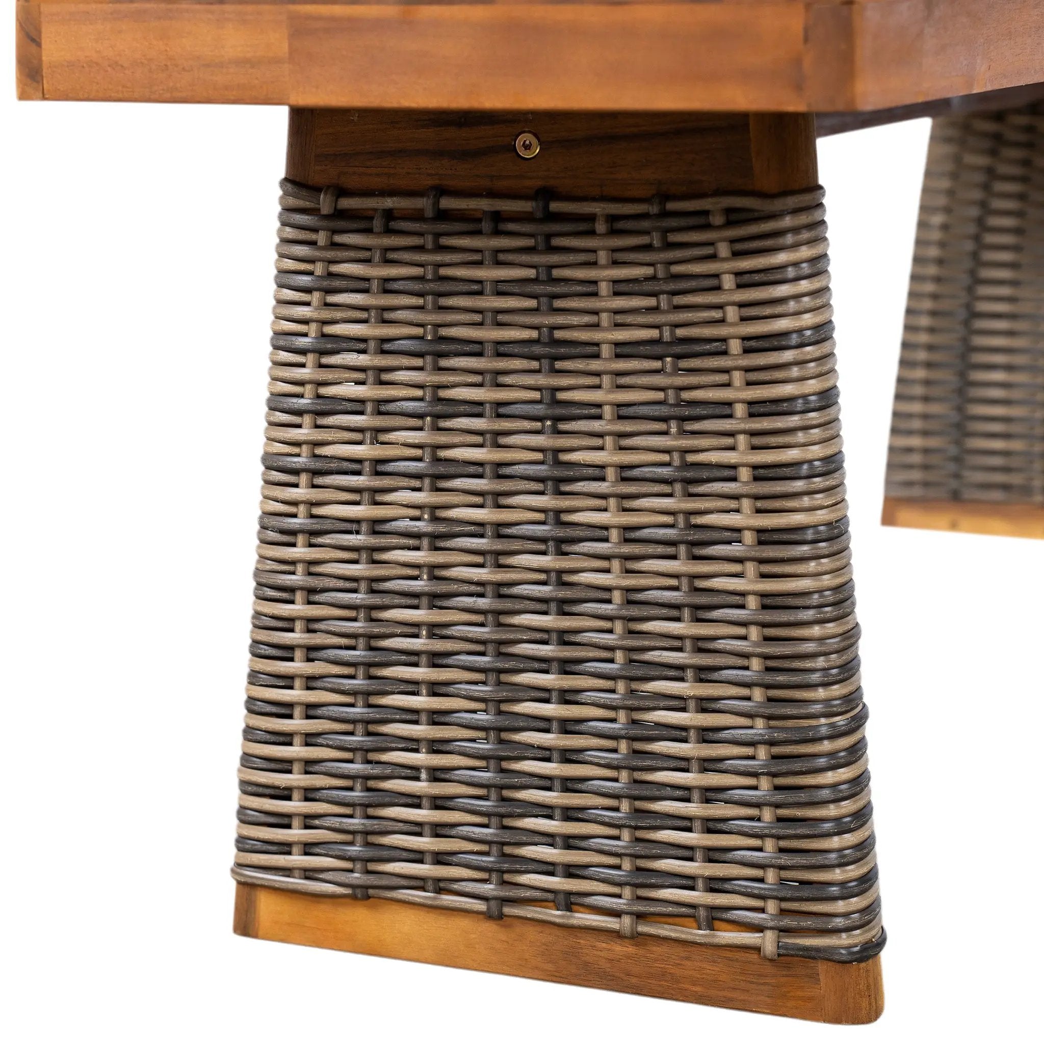 Outdoor 6 Pieces Acacia Wood Dining Set with Cushion and Handwoven Rattan Legs by HouseOfZazla