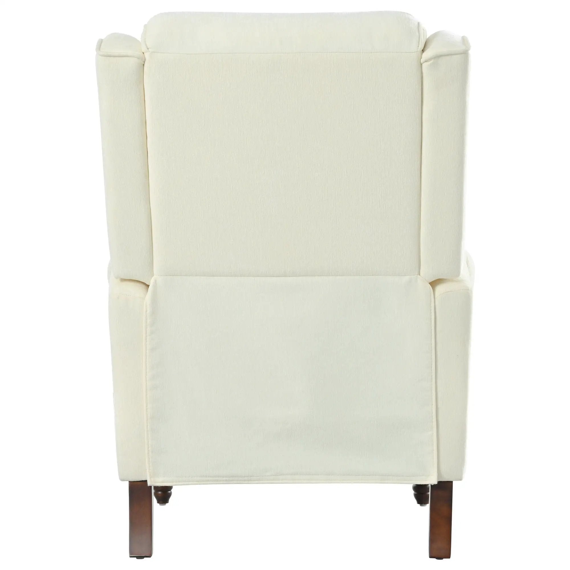Push Back Recliner Chair Upholstered With Classic Wing Back And Solid Gourd-Shaped Legs