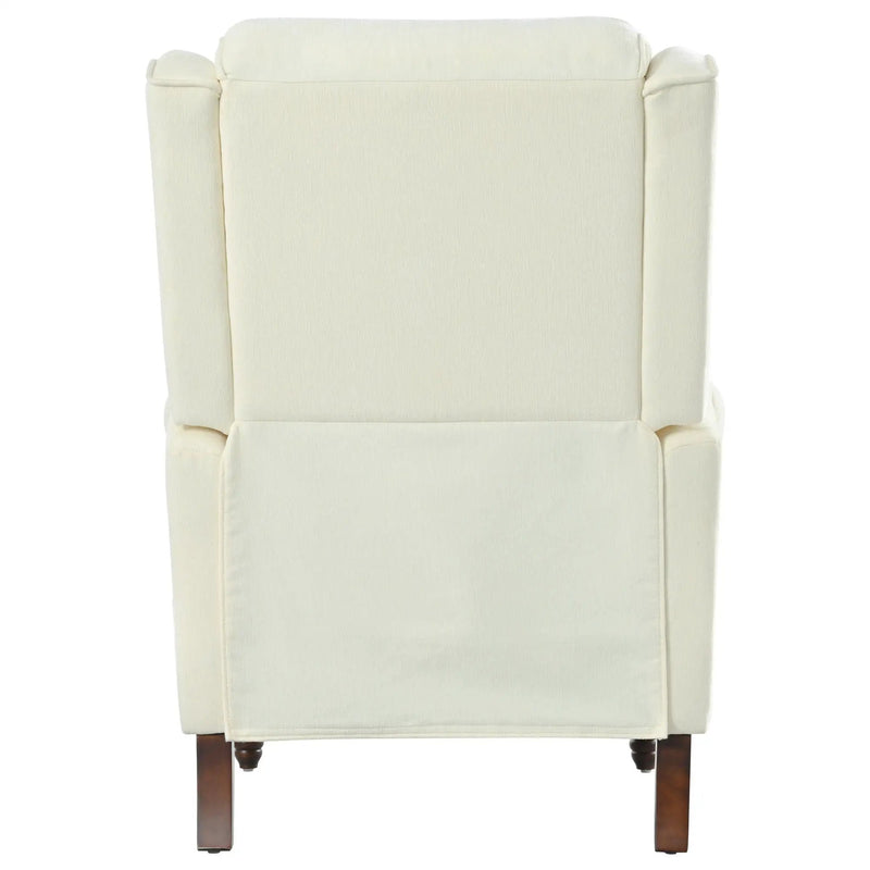 Push Back Recliner Chair Upholstered With Classic Wing Back And Solid Gourd-Shaped Legs