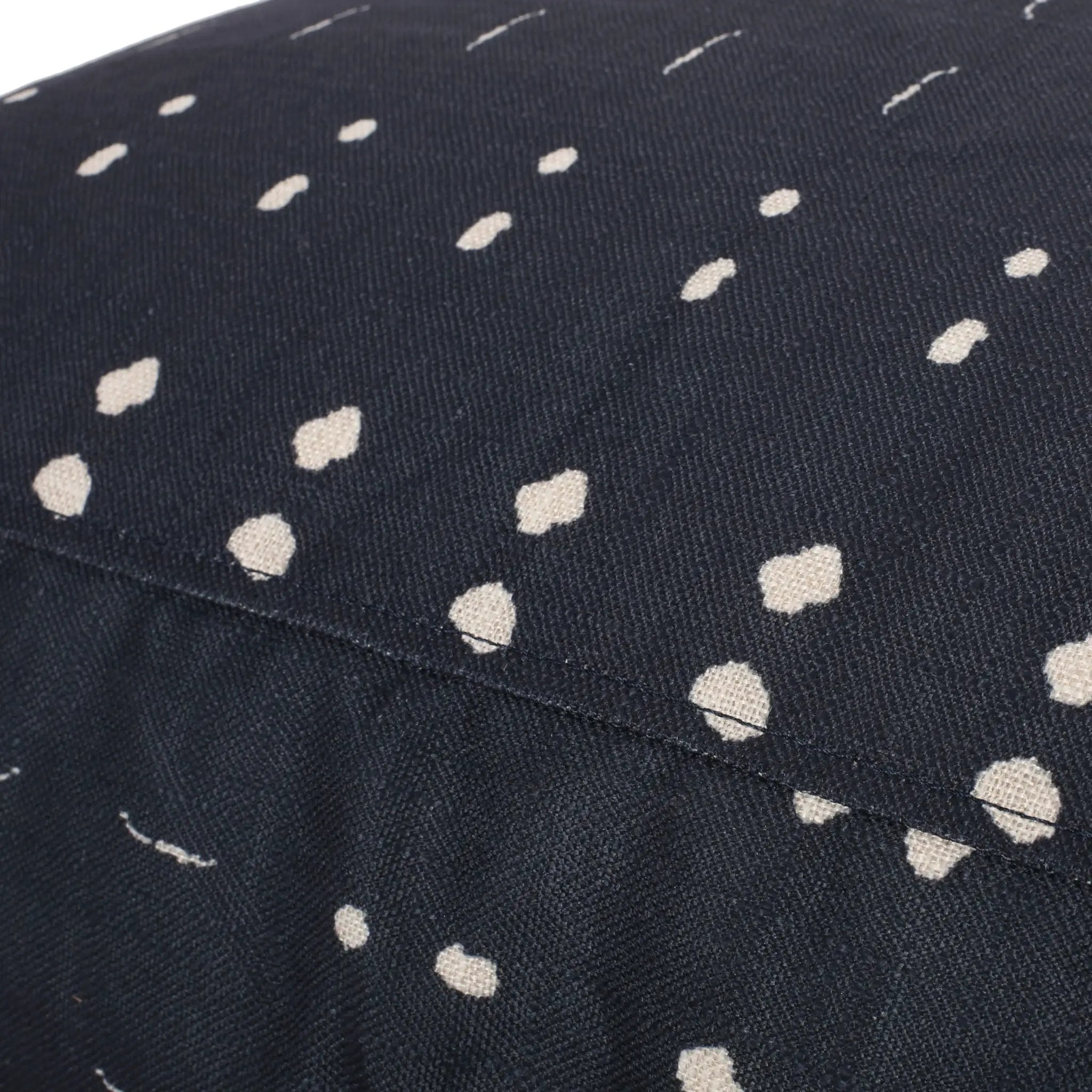 Dalm - Fabric Square Pouf Ottoman With Polystyrene Beads Filling - Dark Blue / White by Unique Piece Furniture