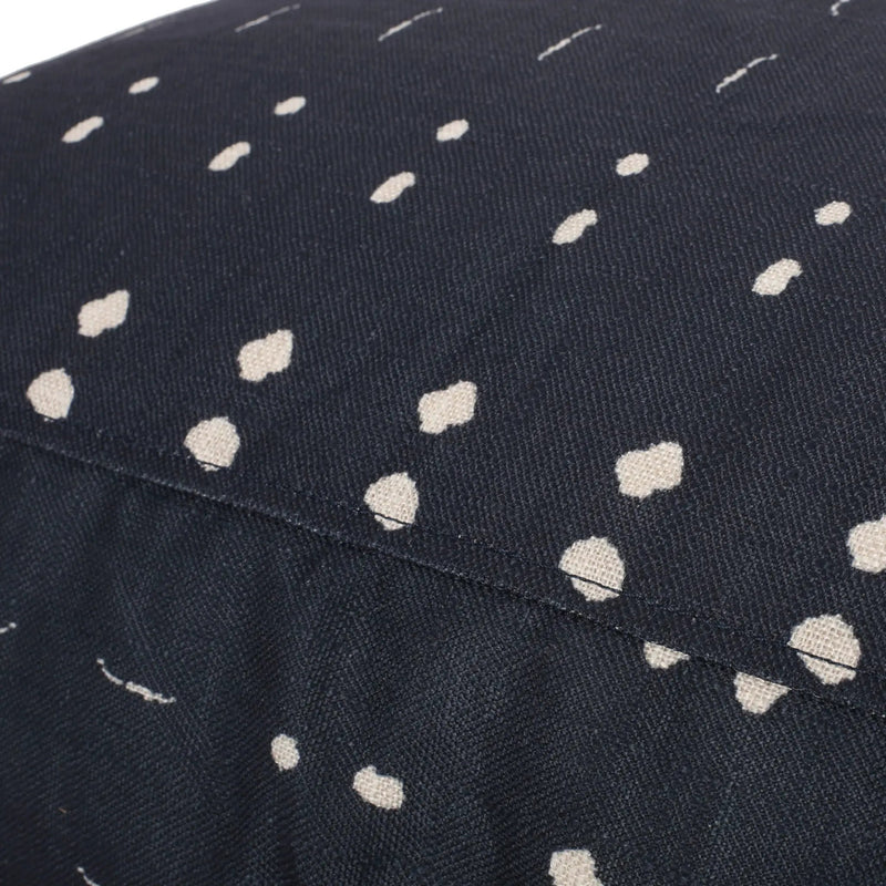 Dalm - Fabric Square Pouf Ottoman With Polystyrene Beads Filling - Dark Blue / White by Unique Piece Furniture