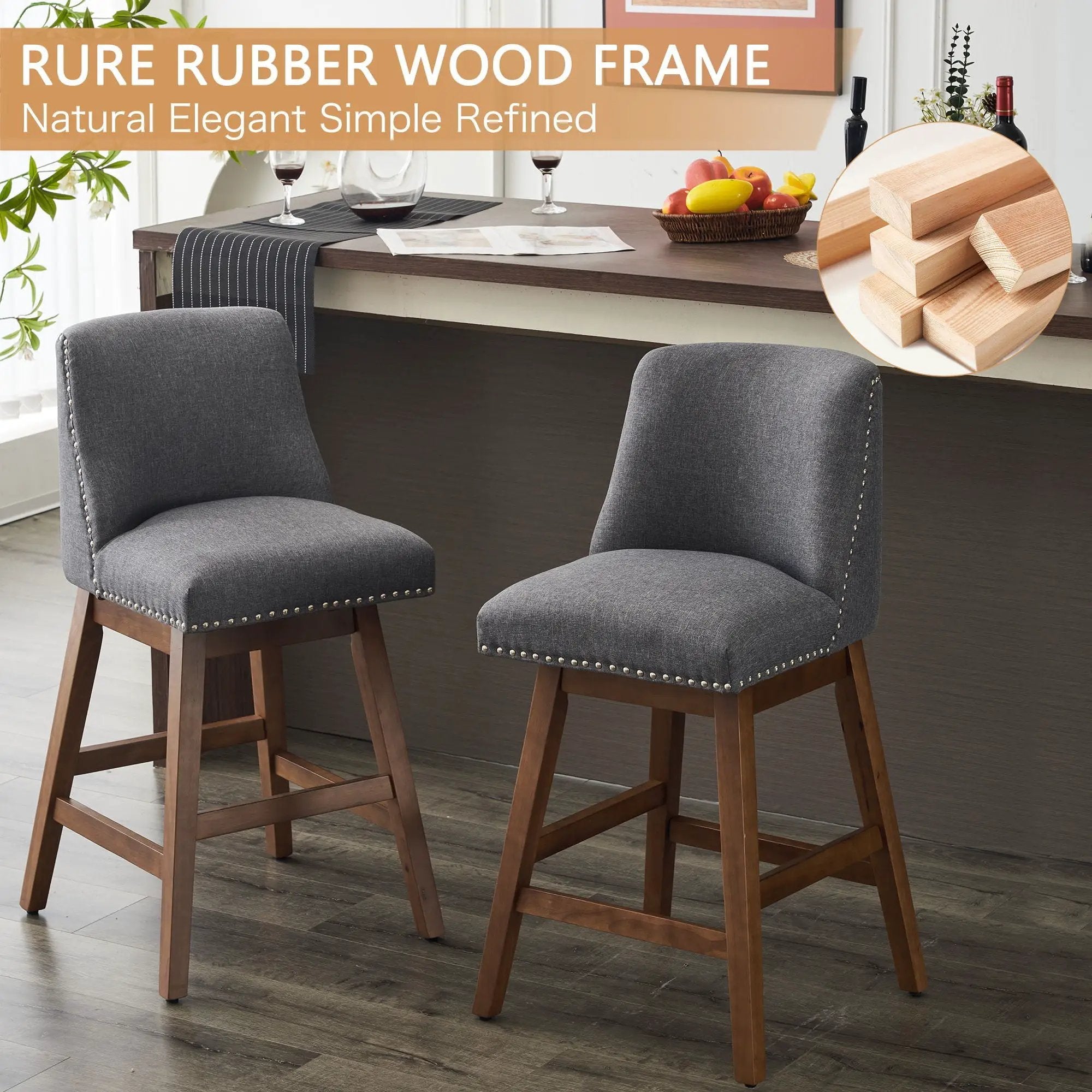 Upholstered Swivel Bar Stool by Unique Piece Furniture