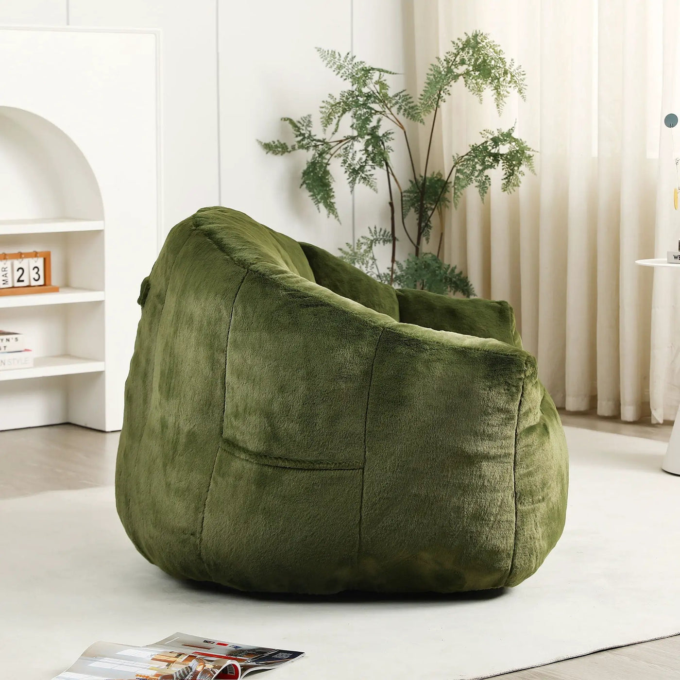 Beanbag Chair, Beanbag Sofa Chair With Armrests Stuffed High Density Foam by Unique Piece Furniture