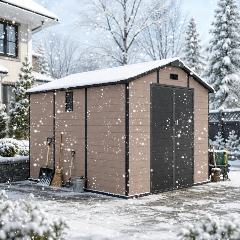 8x10 FT Plastic Outdoor Storage Shed - Lockable Resin Tool Shed by HouseOfZazla