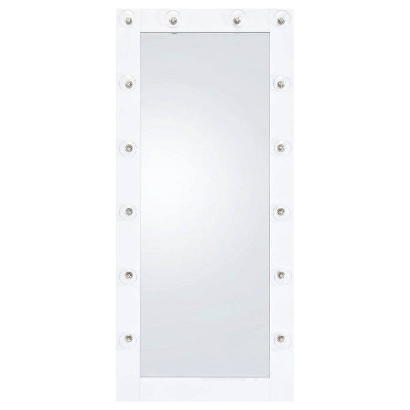 Zayan 32 x 71 Inch Floor Mirror LED Lighting White Gloss by Unique Piece Furniture