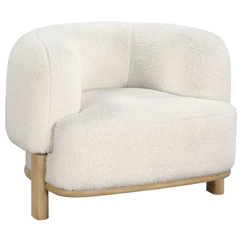 Lawler Upholstered Barrel Back Accent Chair Ivory and Natural by Unique Piece Furniture