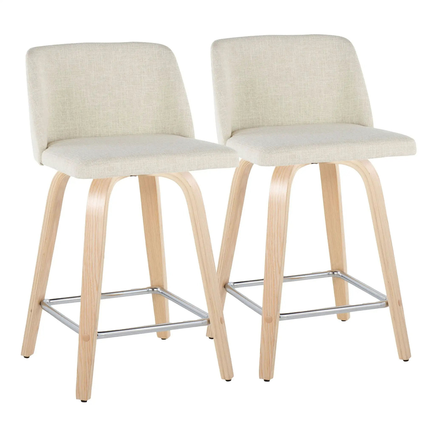 Toriano - Contemporary Fixed Height Counter Stool Swivel With Square Footrest (Set of 2) by HouseOfZazla