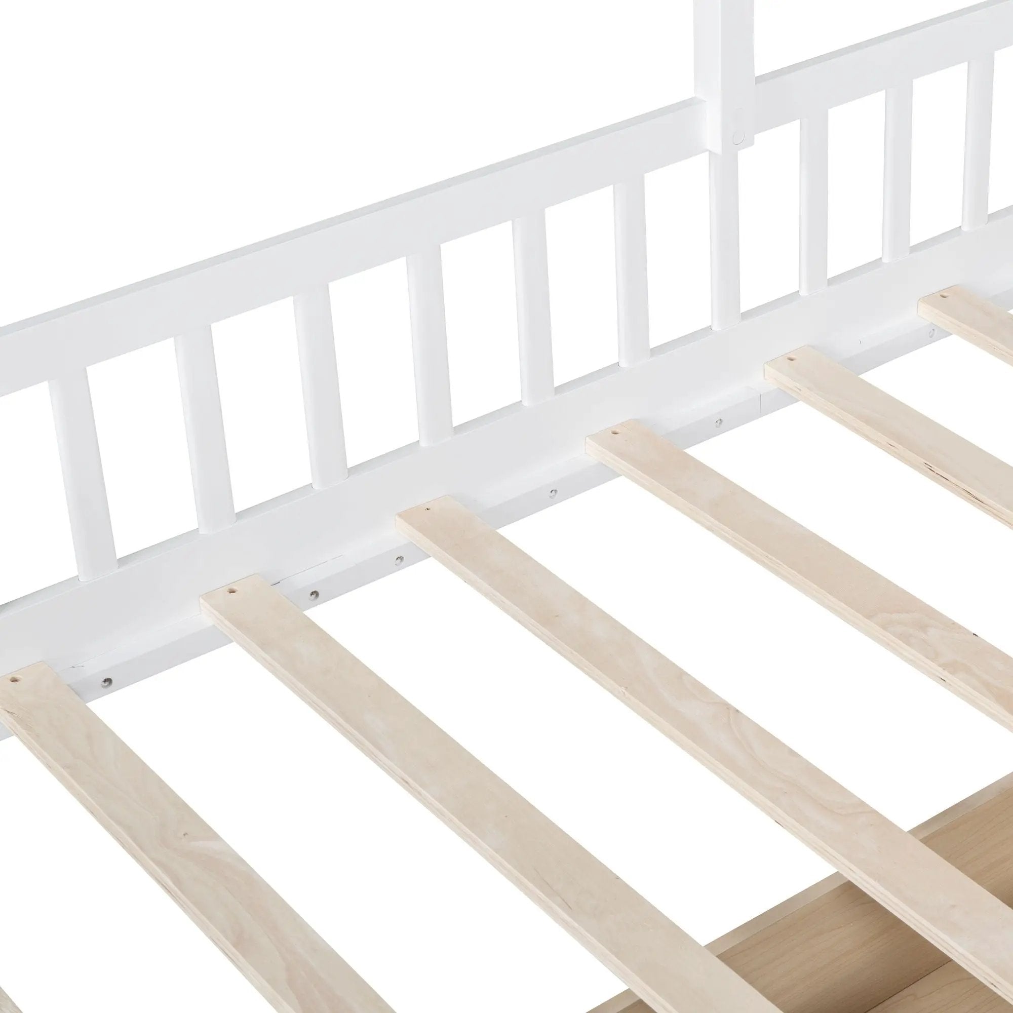 House Bed With Sofa, Kids Platform Bed With 2 Drawers And Storage Shelf by HouseOfZazla