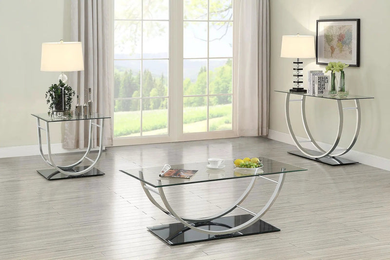 Danville U-shaped Glass Top Entryway Console Table Chrome by Unique Piece Furniture
