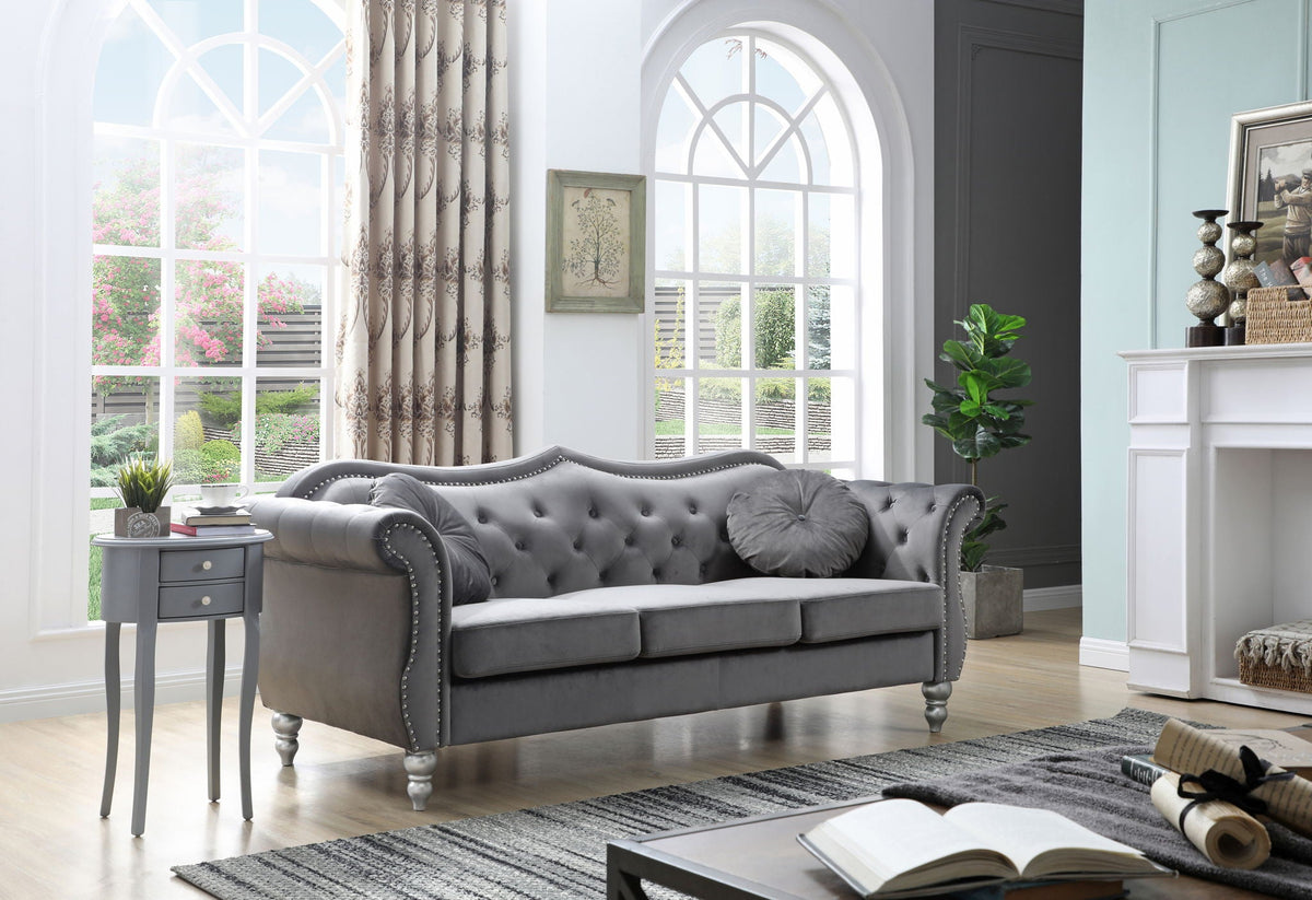 Hollywood Sofa with Tufted Back and Nailhead Trim - Multiple Colors