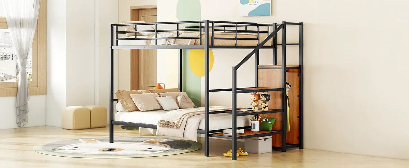 Bunk Bed With Lateral Storage Ladder And Wardrobe by HouseOfZazla