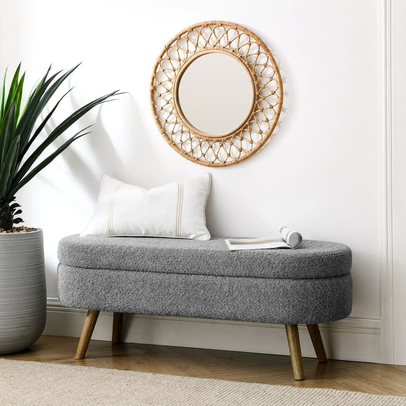 Ottoman Oval Storage Bench with Rubber Wood Legs by HouseOfZazla