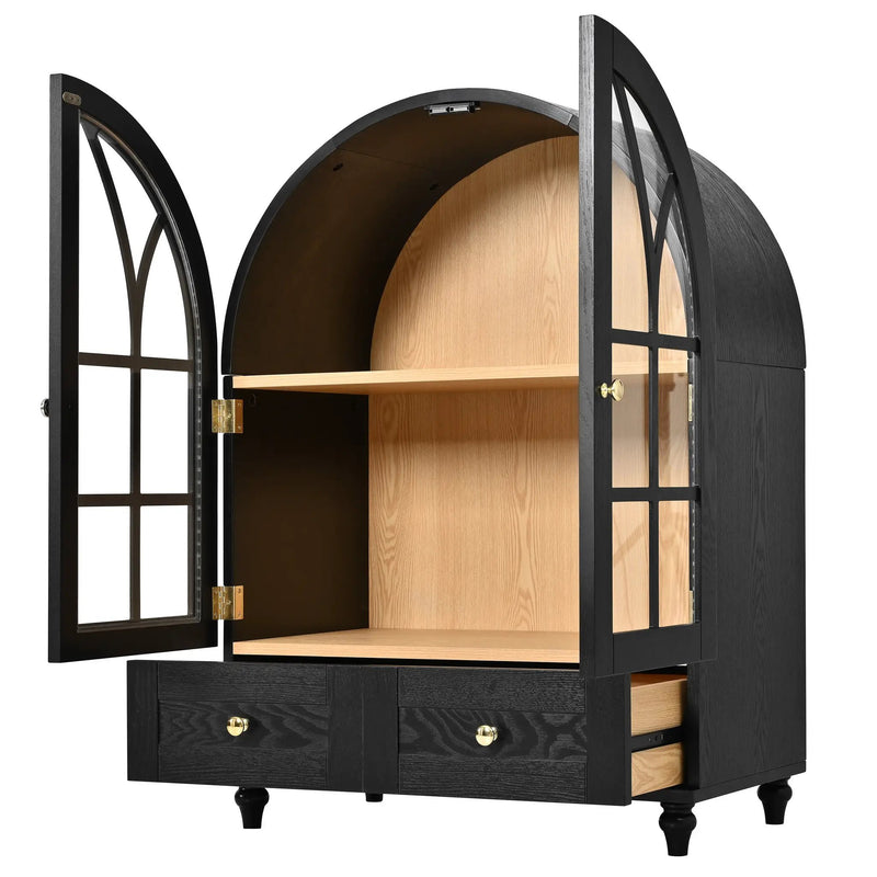 Arched Display Cabinet with Tempered Glass Doors by HouseOfZazla
