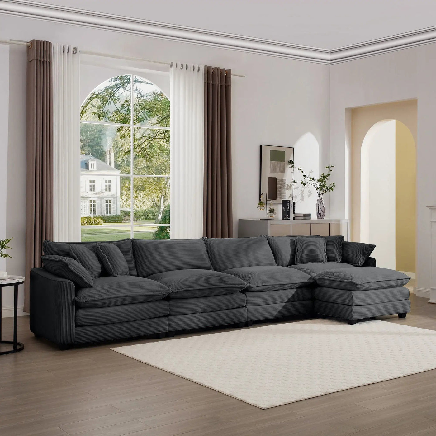 Modern Oversized Modular Cushion Sofa With Ottoman, Low Back, Deep Seating Sofa Set by HouseOfZazla