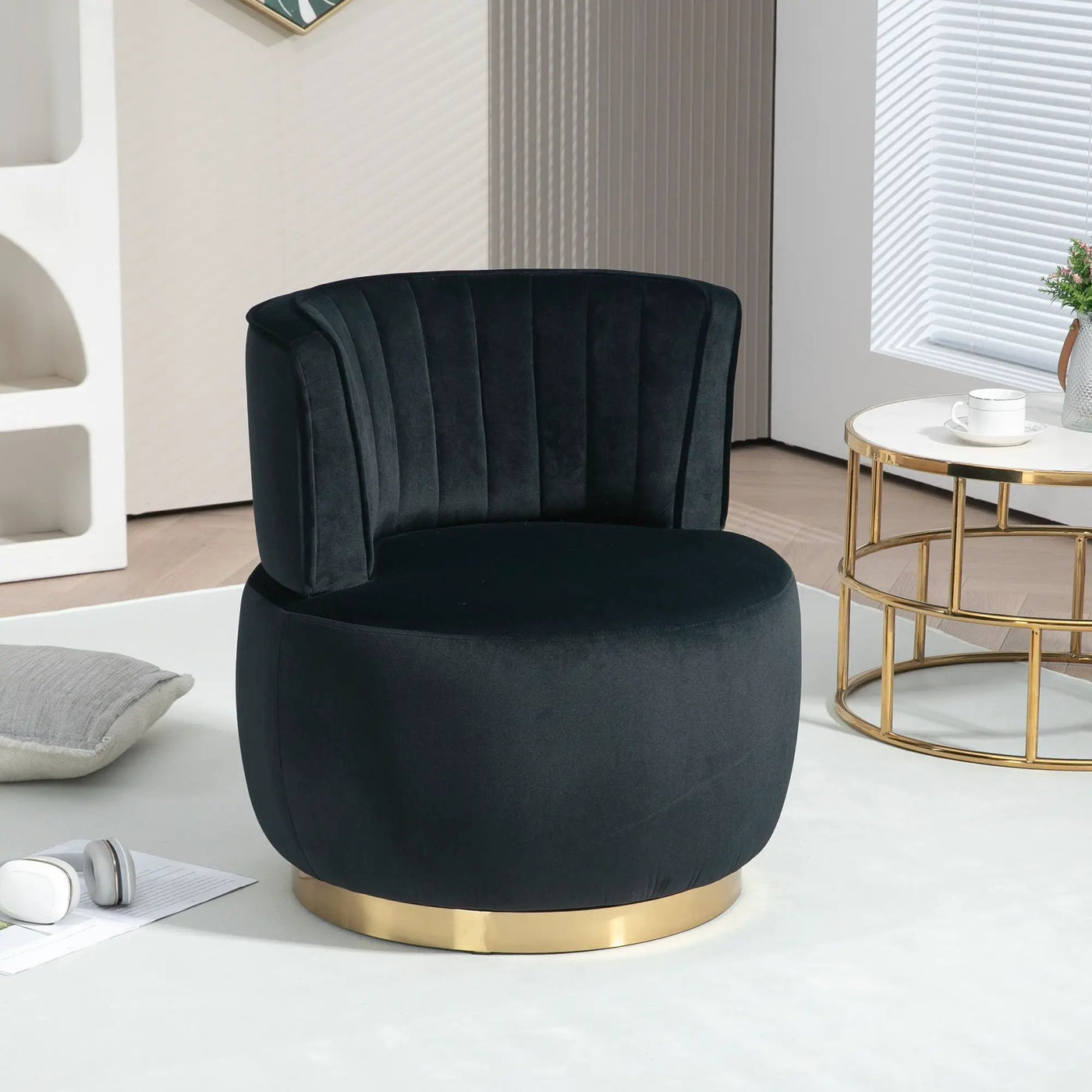 360 Degree Swivel Cuddle Barrel Accent Sofa Chair by Unique Piece Furniture
