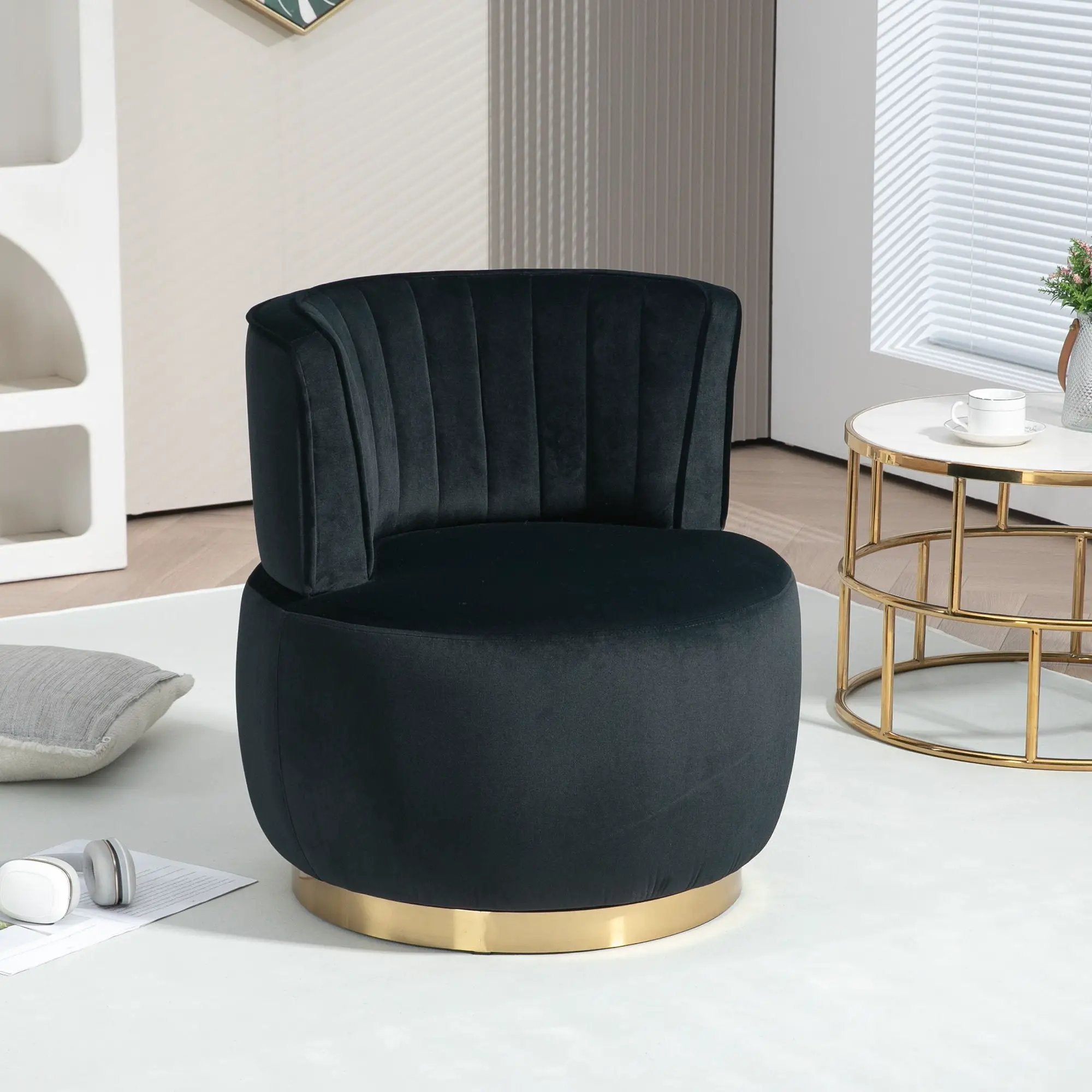 360 Degree Swivel Cuddle Barrel Accent Sofa Chair by Unique Piece Furniture