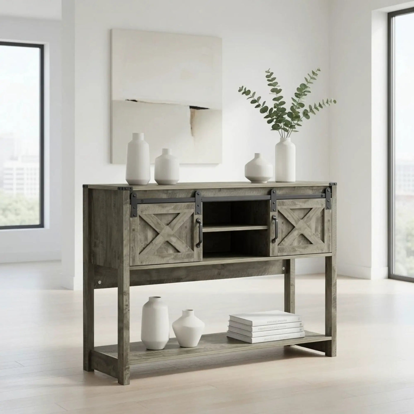 Farmhouse Entryway Table With Sliding Barn Door by HouseOfZazla