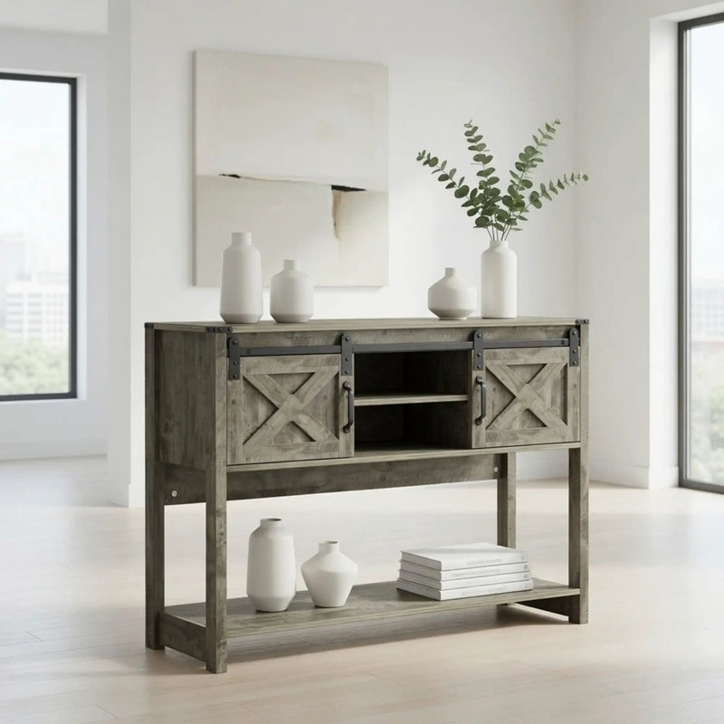 Farmhouse Entryway Table With Sliding Barn Door by HouseOfZazla