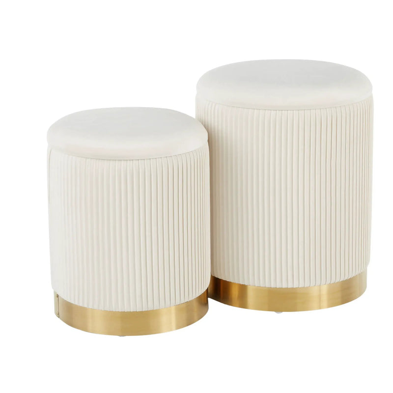 Marla - Contemporary Nesting Pleated Ottoman Set by Unique Piece Furniture