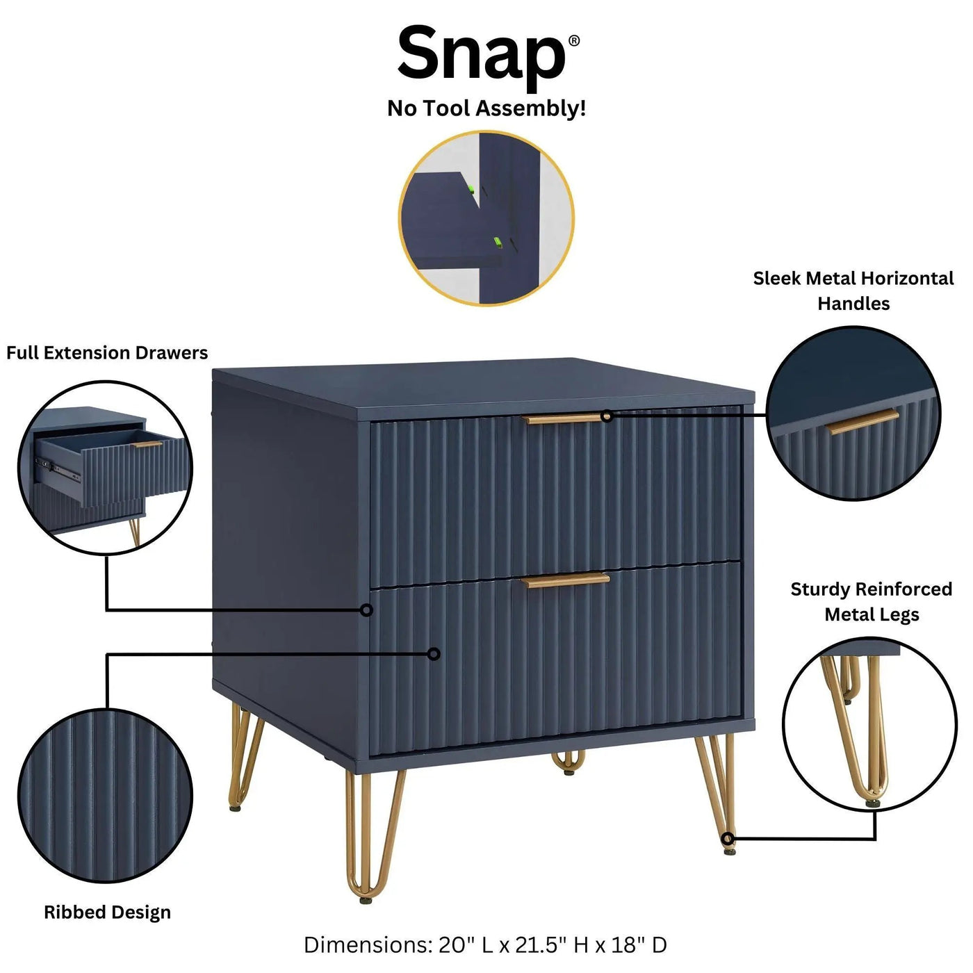 Dumbo - Nightstand With 2 Drawers by HouseOfZazla