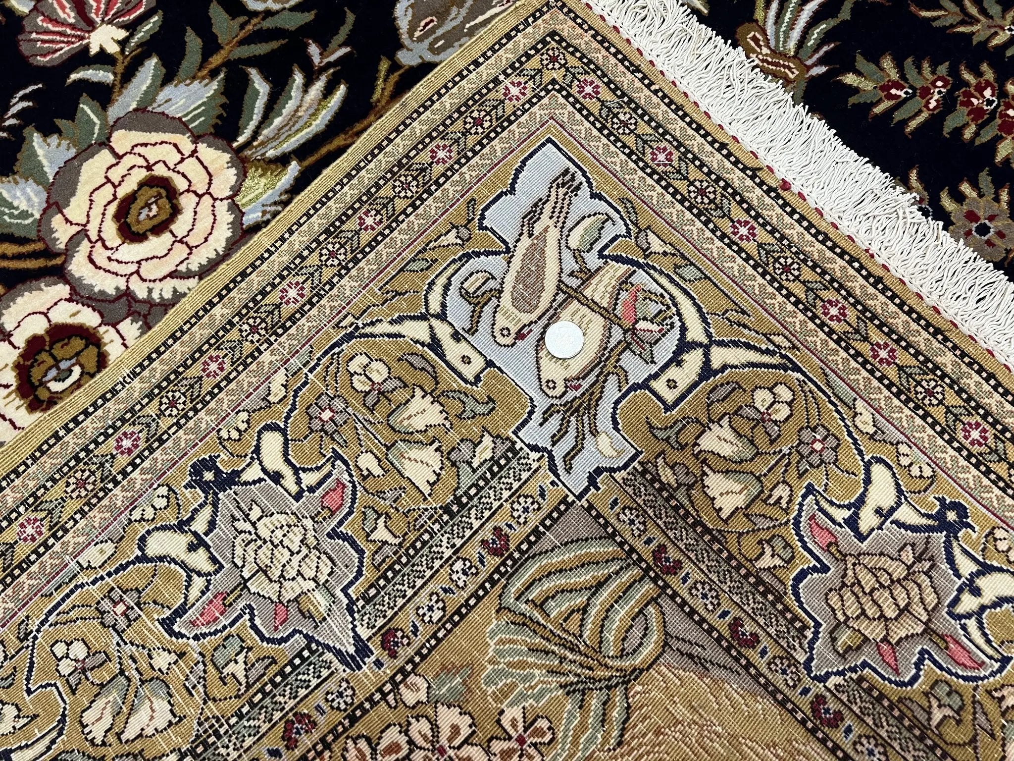 Persian Qum Pictorial Rug 4.8 x 6.5 - Layla & Majnun, Birds by Jewel Rugs
