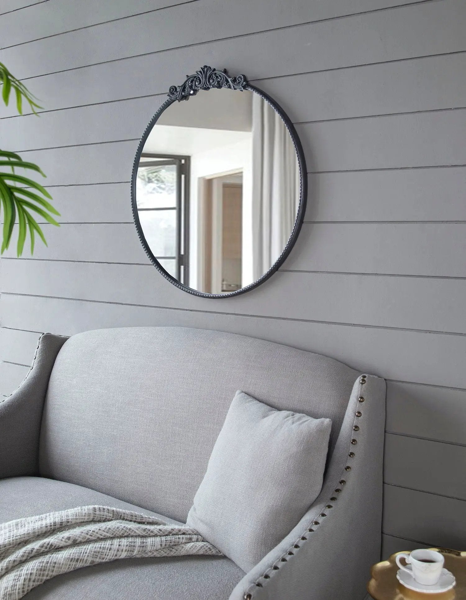 Classic Design Mirror With Baroque Inspired Frame For Bathroom, Entryway Console Lean Against Wall by Unique Piece Furniture