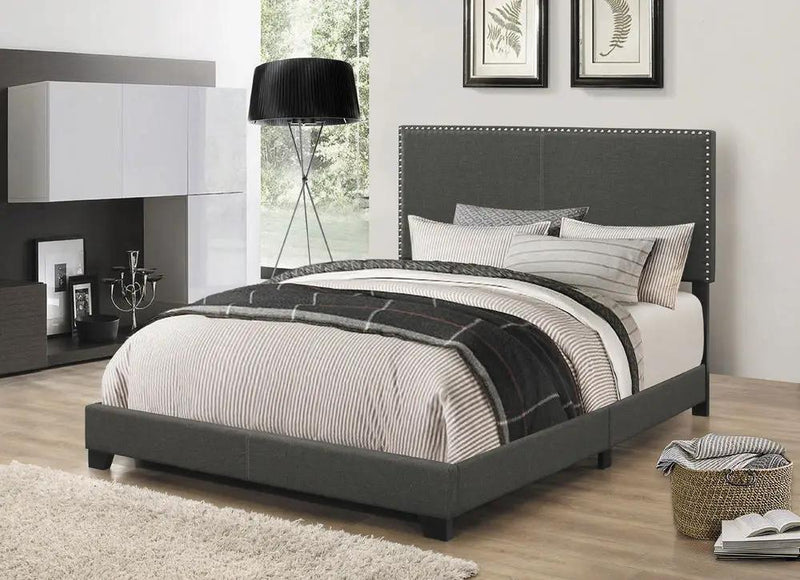 Boyd Upholstered Eastern King Panel Bed Charcoal by Unique Piece Furniture